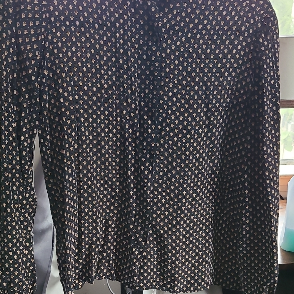 Black Button Down Shirt with Long Sleeves and Dress Collar